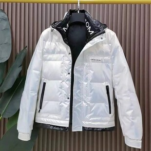 羽绒服男2023新款亮面短款秋冬季连帽加厚保暖休闲青年大码外套潮