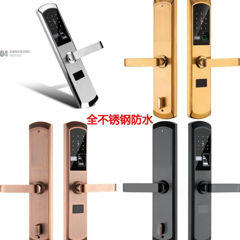 不锈钢防水指纹锁智能门锁耐寒抗冻防水指纹锁室外防盗锁电子密码