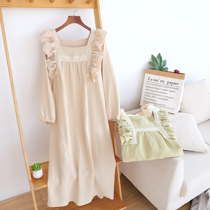 公主风睡裙女士春秋季长袖纯棉韩版长裙可外穿睡T衣家居服全棉夏