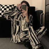 家居服套装 情侣睡衣女冬季 春秋2024新夏款 男士 纯棉高级感长袖 大码