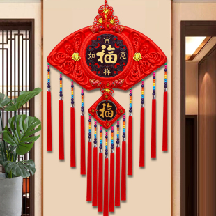 中国结挂件客厅大号扇形桃木福字客厅装饰玄M关电视墙乔迁高档春