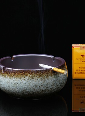 烟灰缸创意大号个性复古酒吧客厅展厅办公陶瓷家用茶渣缸茶道零配