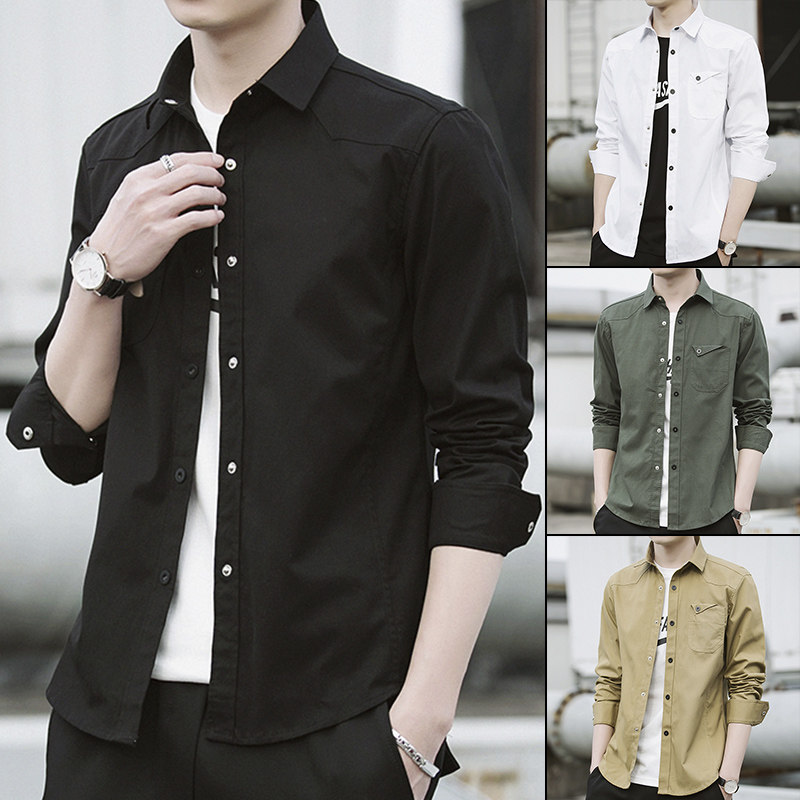 秋季2021新款衬衫男士韩版潮流帅气长袖青年衬衣休闲宽松工装外套,男装,衬衫,淘宝优惠券,粉丝福利购,淘宝优惠卷