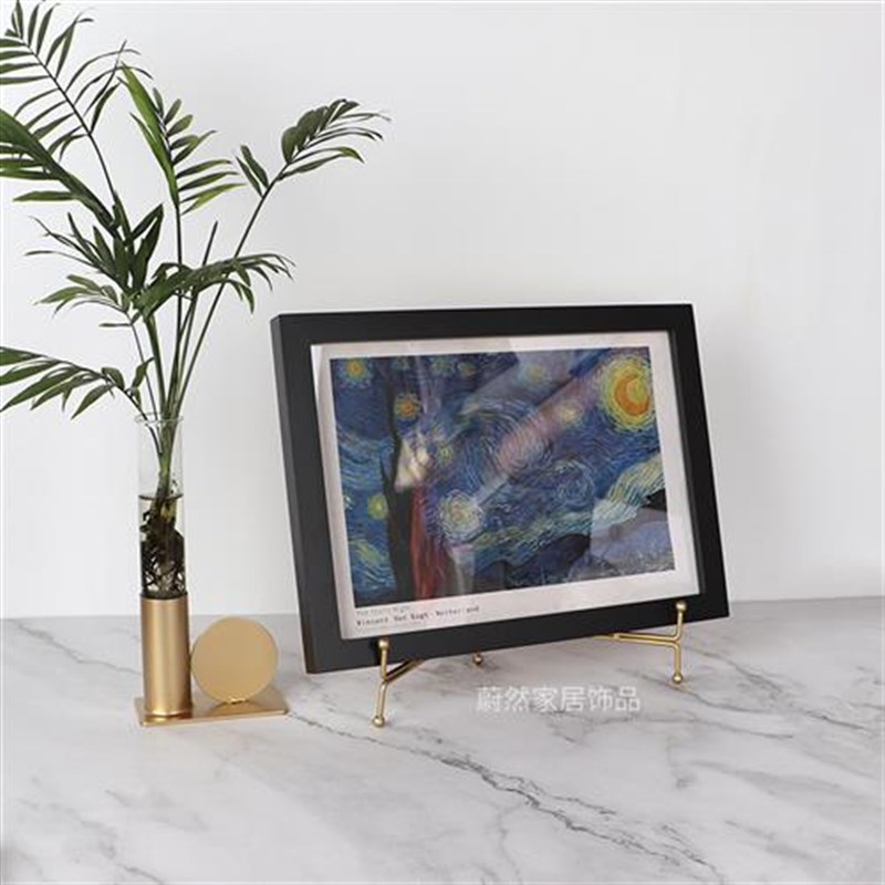 简约装饰圆盘瓷盘子支架展示架钟表托架盘架相框架托铁艺架子