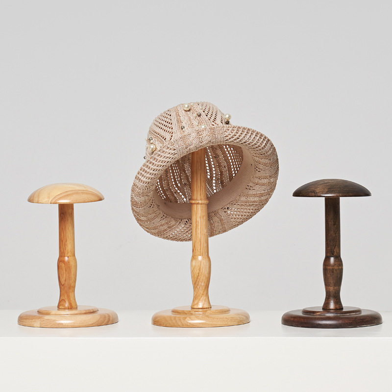 台式帽架帽托木制家用服装店橱窗头模复古帽撑陈列挂帽子展示架