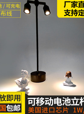 充电式双头射灯立杆桌面珠宝柜台展会首饰无线模型模型小款LED灯