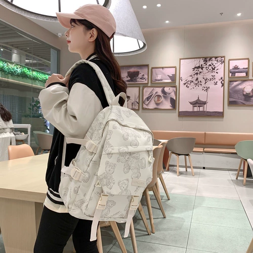 Сумка через плечо, универсальный школьный рюкзак, с медвежатами, в корейском стиле, для средней школы