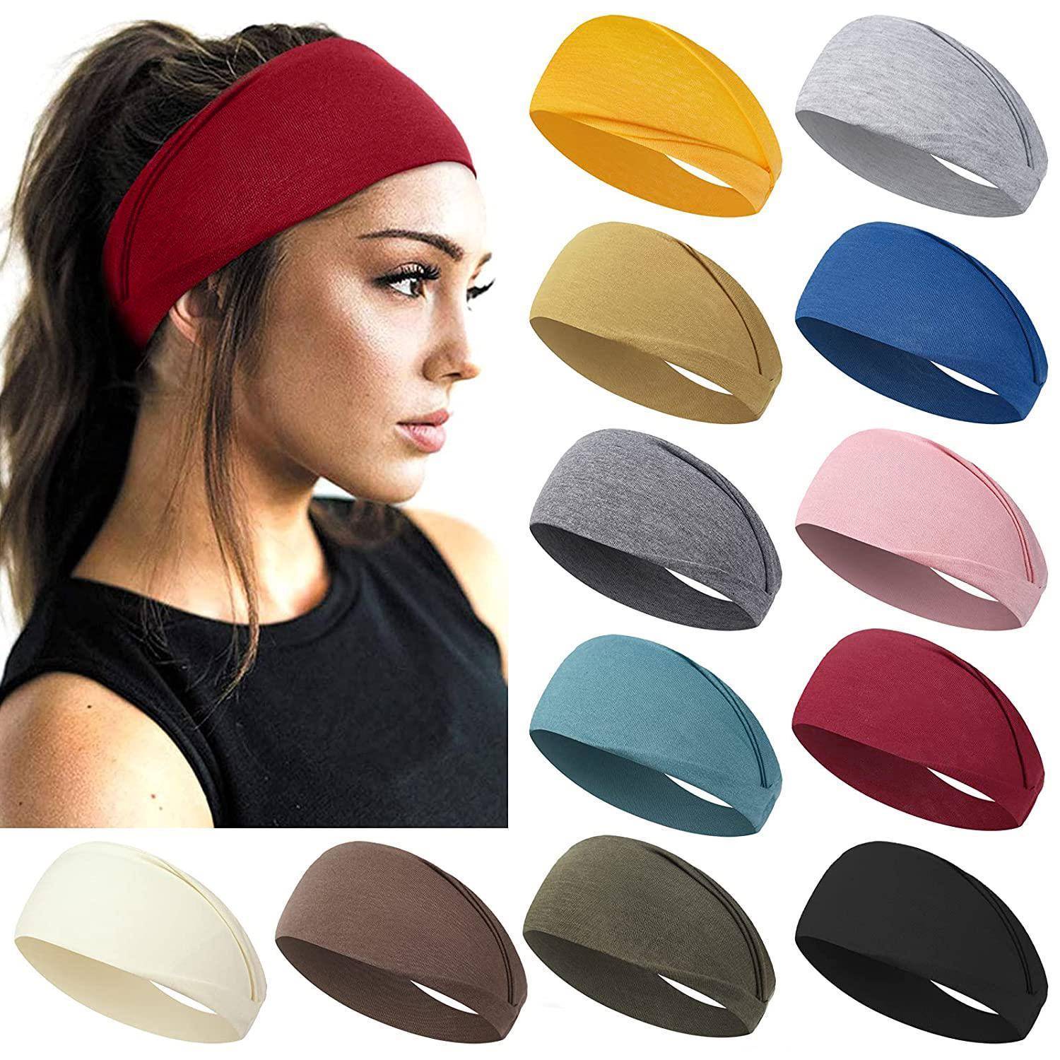 Women Solid Color Elastic Hair Bands Yoga Headband Turban Ma