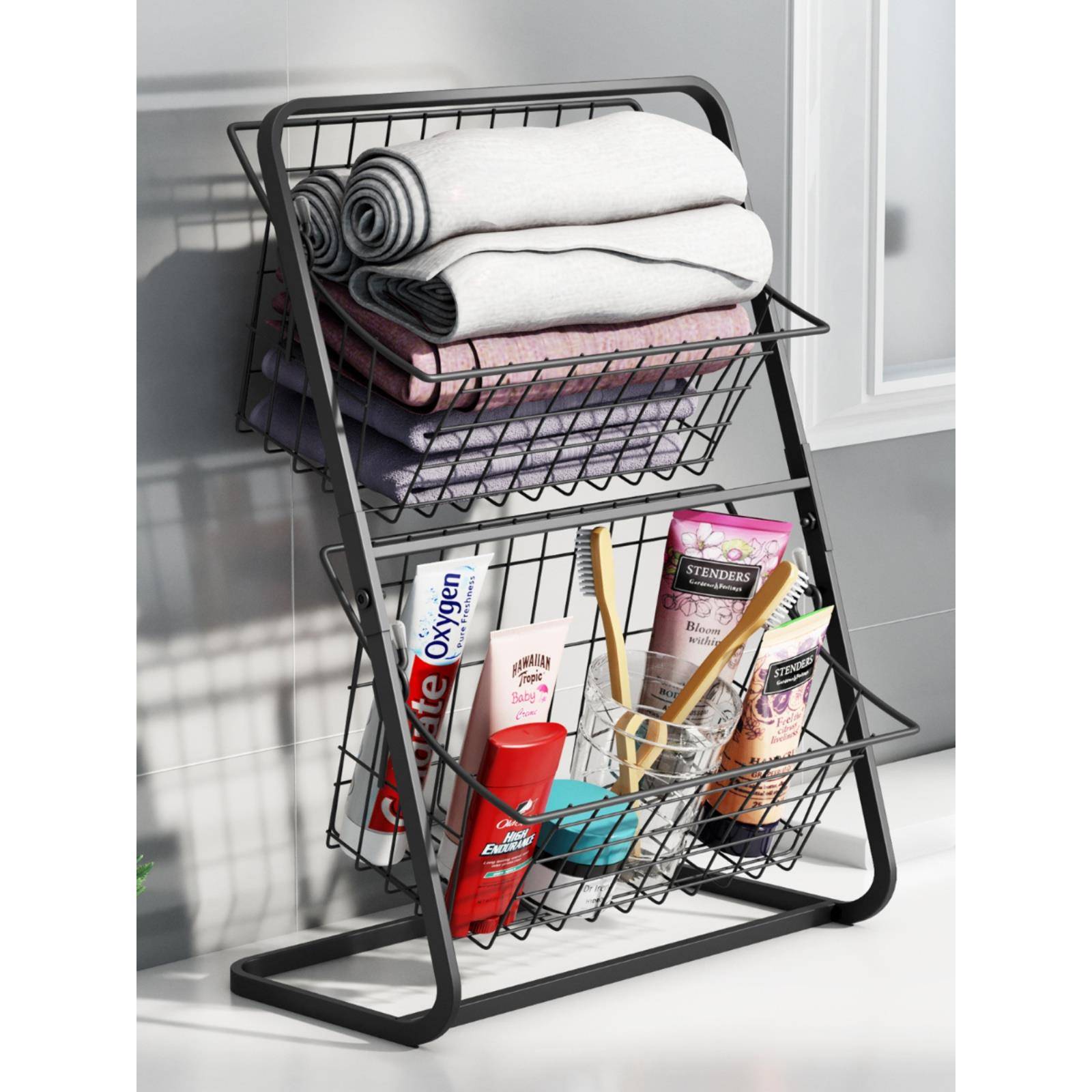 Kitchen vegetable shelf black double layered