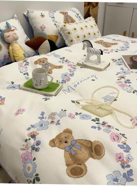 4 pcs bed sheets set beddings cotton flat sheet pillowcases1