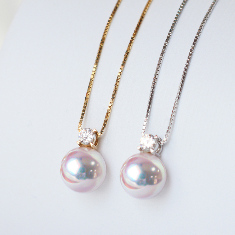 王妃款天然海水日本Akoya珍珠吊坠正圆强光项链18K金单颗锁骨链女