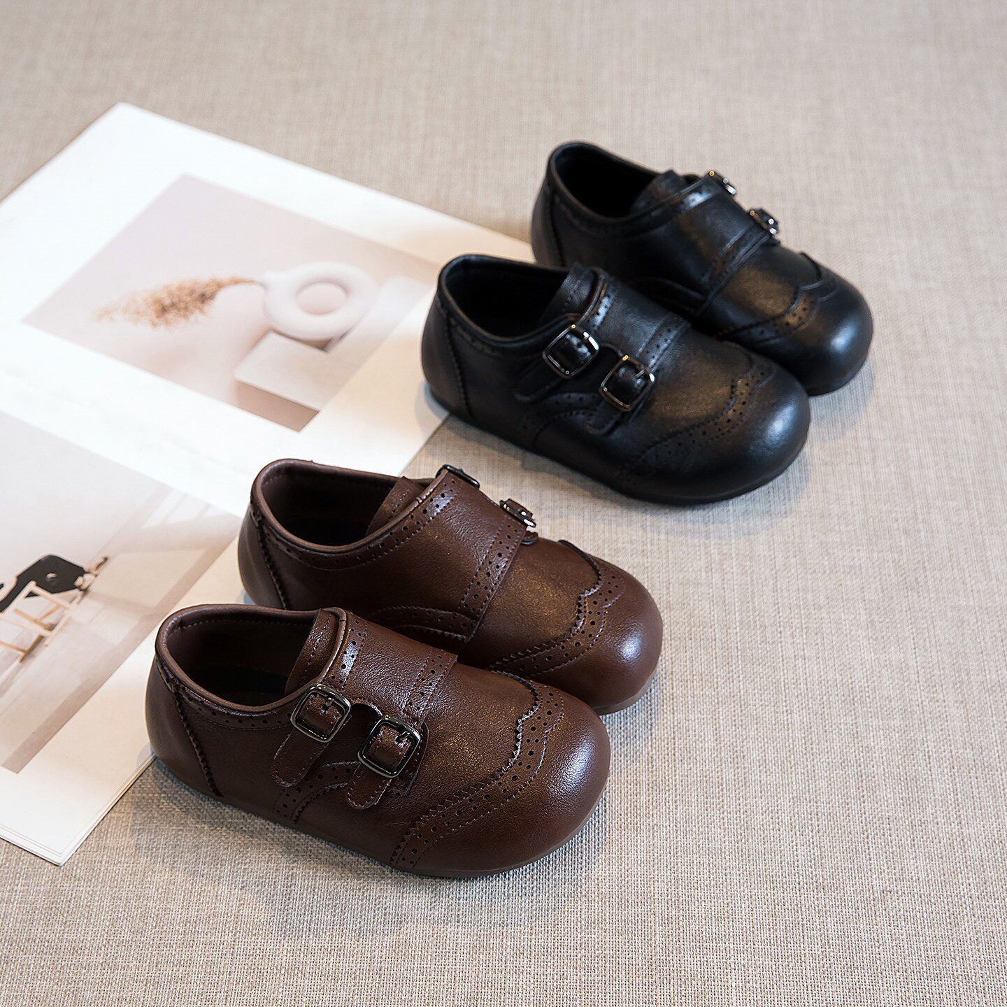 女童鞋子2026新款春季儿童小皮鞋男童英伦风软底乐福宝宝勃肯单鞋