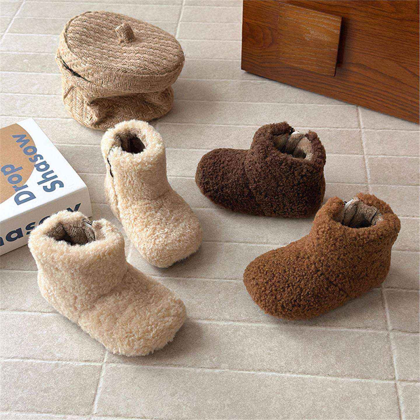 韩版童鞋【麻糍雪人】儿童可爱百搭毛毛靴侧拉链女宝软乎保暖短靴,童鞋/婴儿鞋/亲子鞋,雪地靴,淘宝优惠券,粉丝福利购,淘宝优惠卷