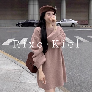 女秋冬慵懒风下装 针织衫 消失毛衣上衣 kiel粉色中长款 法国Rixo