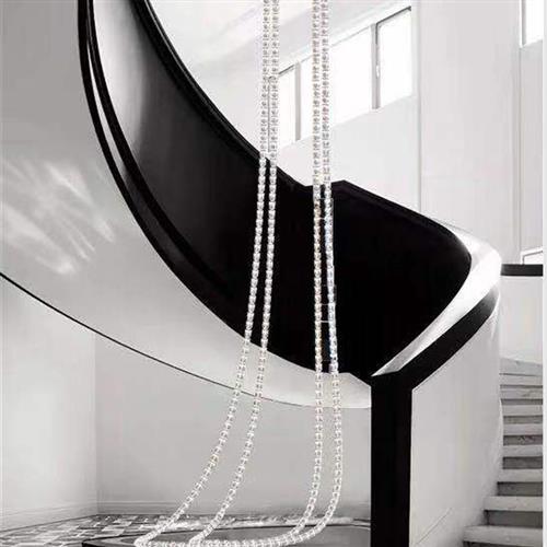 水晶吊灯珍珠项链发光绳子长吊灯别墅楼梯灯链条灯发光水晶灯型