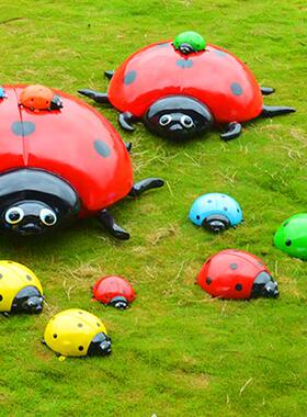 卡通瓢虫摆件户外玻璃钢昆虫雕塑园林售楼处小区幼儿园草坪装饰品