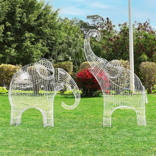 户外不锈钢铁艺镂空大象钢琴马车大提琴雕塑商场景区婚庆装饰摆件