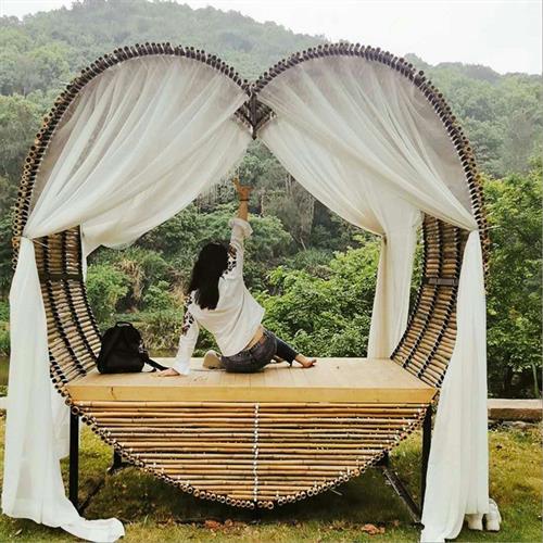 户外网红秋千户外落地巴厘唯美藤编卡座吊椅室外秋千景区打卡道具