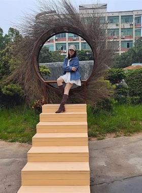 户外景区休闲网红打卡设计点装饰拍照摆件道具鸟巢藤编椅秋千巨型