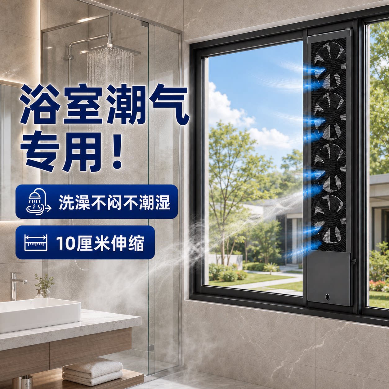 免打孔窗扇浴室强力排潮换气图片