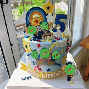 卡通猴子小狗生日蛋糕装饰插件警察儿童拉布拉多安全警长烘焙插牌