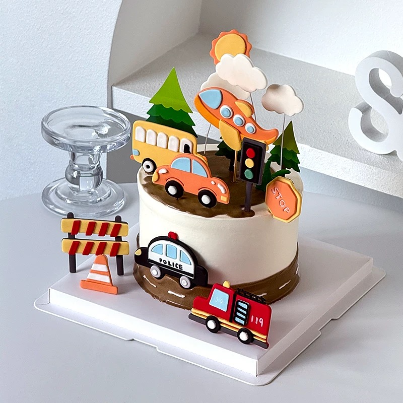 糖堡森林翻糖切模蛋糕装饰小汽车警车飞机火车星星云朵刻字模具