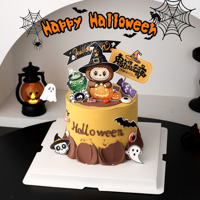 拉布布主题万圣节蛋糕装饰蝙蝠