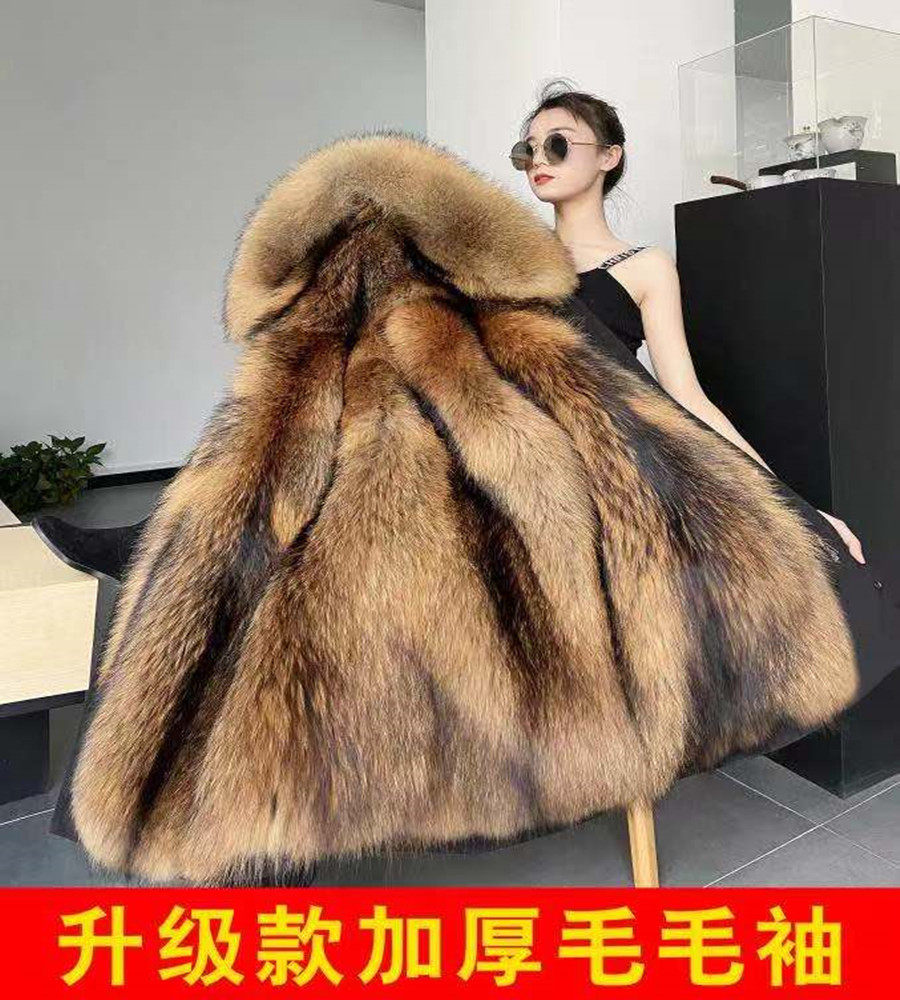 派克服女可拆卸狐狸皮毛一体大衣中长款加厚海宁断码貂皮草外套冬