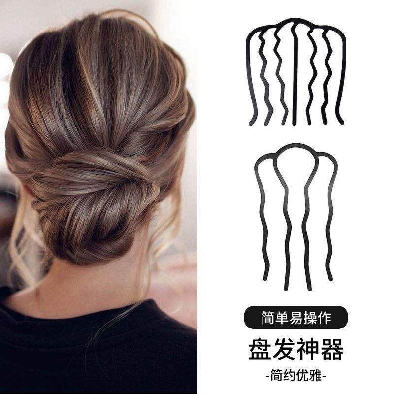 懒人盘发叉神器丸子头发饰插梳U形金属夹子盘发卡一字夹发梳发夹