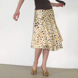 Mito de dar 醋酸天丝迷幻波点双层斜裁度假风中长款A字半身裙