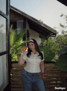 Boolibyoo美式甜心 大码复古正肩收腰显瘦打揽Polo领碎花衬衫上衣