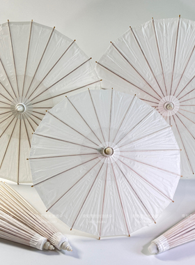 纯白色复古油纸伞传统手工制作防雨防晒经久耐用桐油伞古典装饰伞
