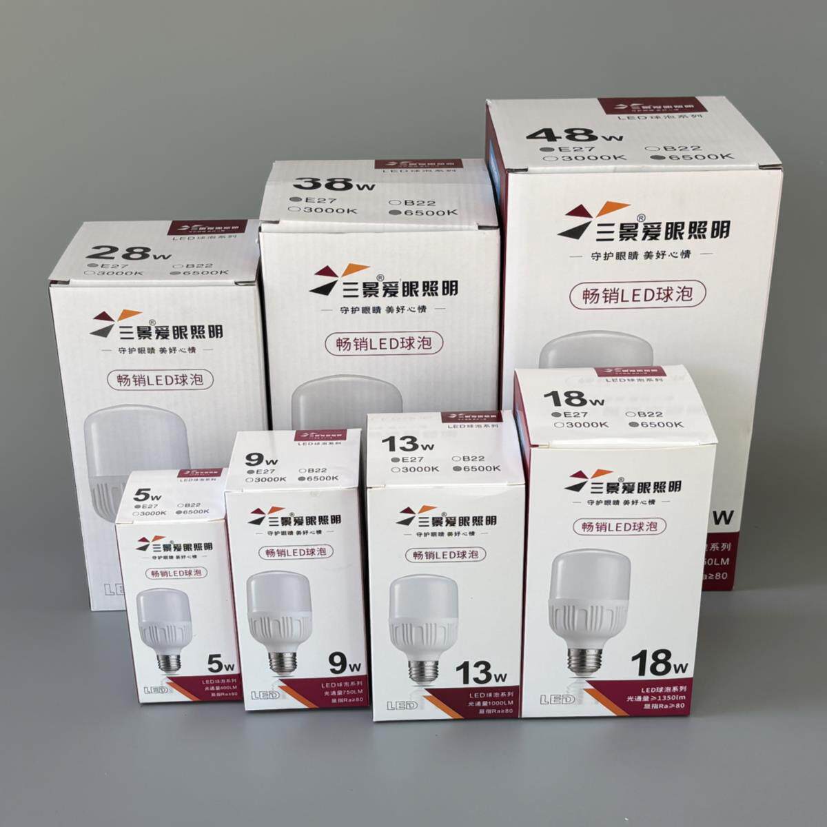 三景爱眼照明LED灯泡E27螺口节能灯泡家用护眼无频闪高护帅球泡灯