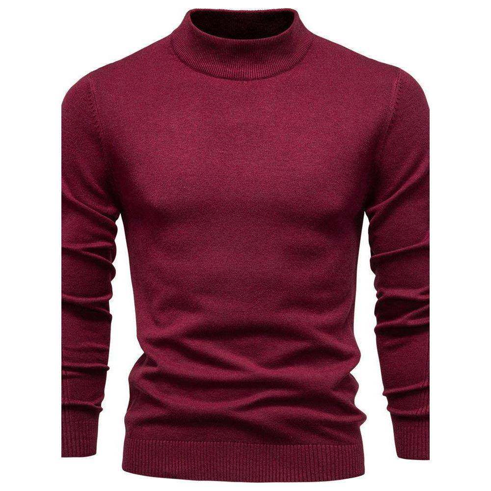 2025秋冬新款半高领毛衣男针织衫男士韩版修身内搭中领纯色打底衫