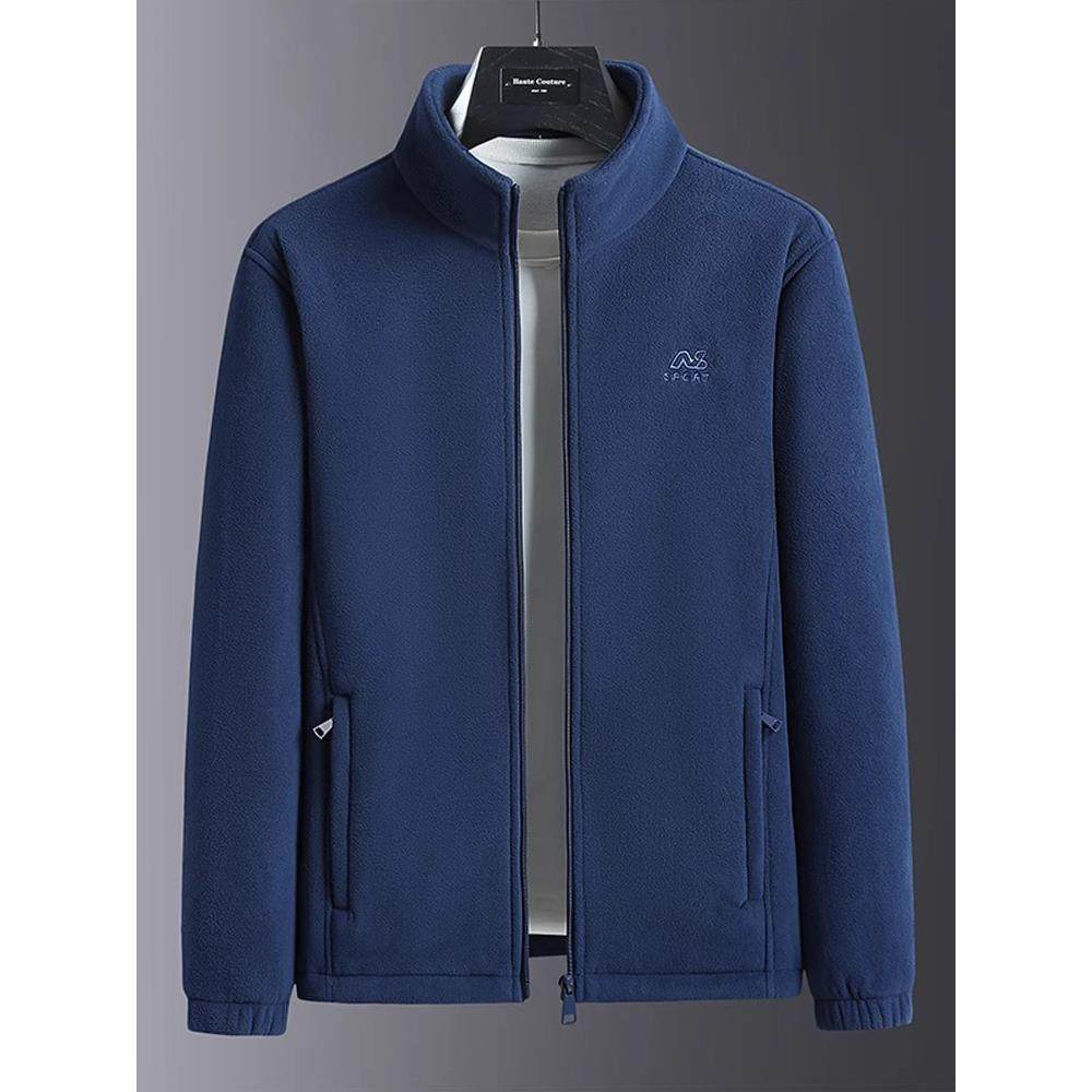 高端摇粒绒外套男士2025秋冬季新款加绒加厚立领夹克抓绒卫衣男款