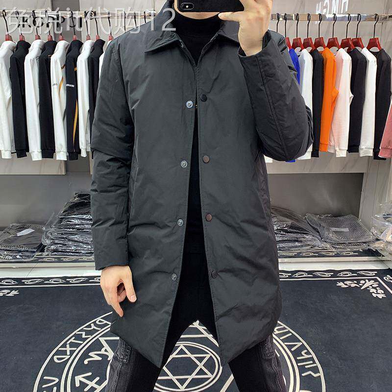 中长款羽绒服男士秋冬季2026新款韩版外套修身翻领时尚百搭上衣服