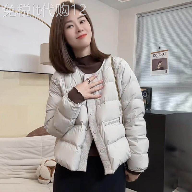 韩版时尚白色短款羽绒服女2025冬季新款圆领白鸭绒面包服保暖外套