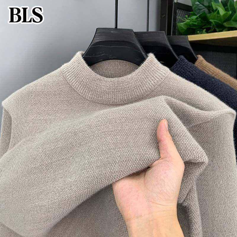 高端加绒加厚毛衣男士冬季2025新款半高领保暖针织打底衫男款上衣