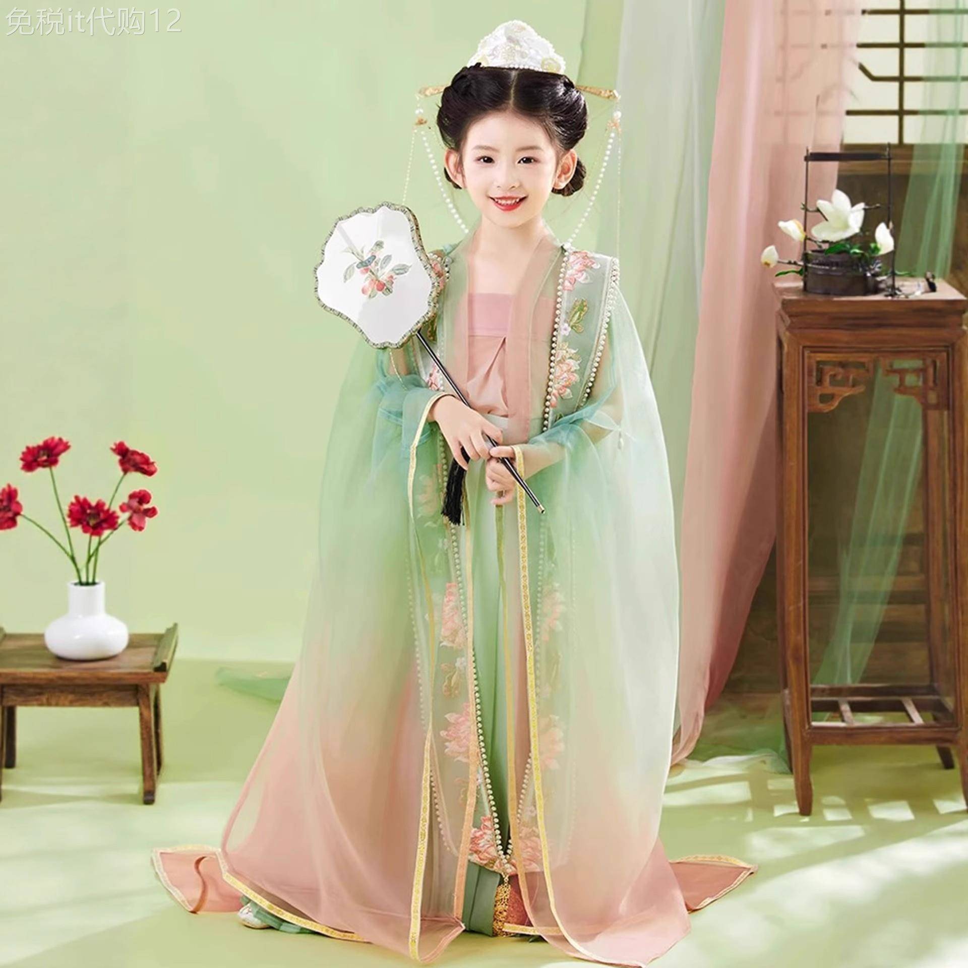 女童汉服秋季2025新款宋制大袖衫套装中国风女宝宝古装高端四件套