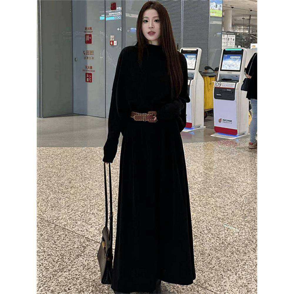 欧洲站慵懒风覆古时尚套装女2025年春秋新款设计感小众黑色上衣潮