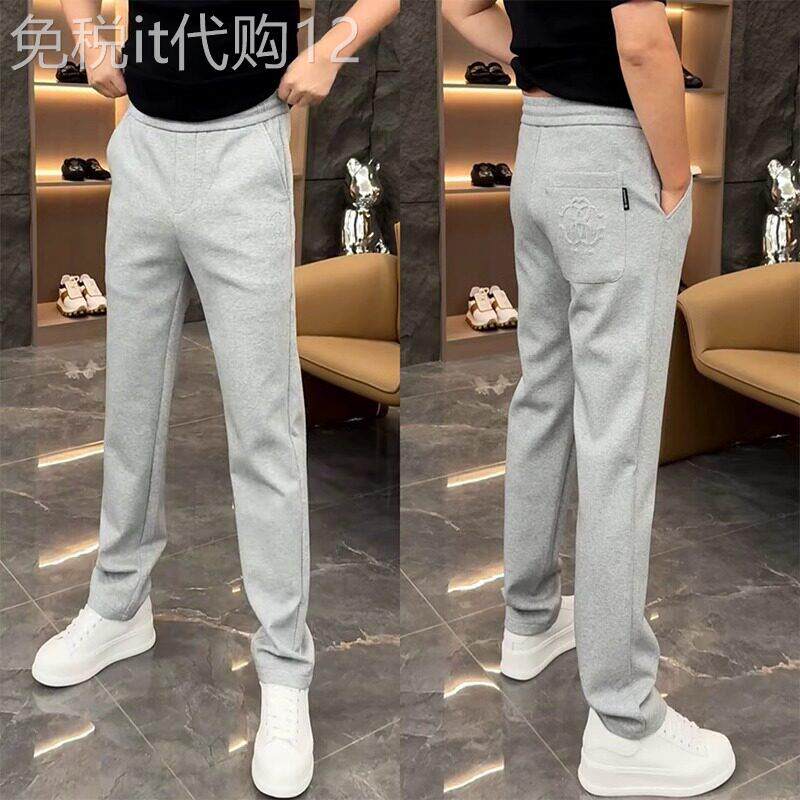 休闲裤男春秋季2025新款潮牌修身弹力直筒运动裤潮流百搭灰色卫裤
