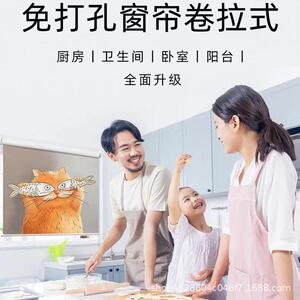 新款直销图案升降卷帘 免打孔卷拉式 办公家装 简单安装 全遮光半