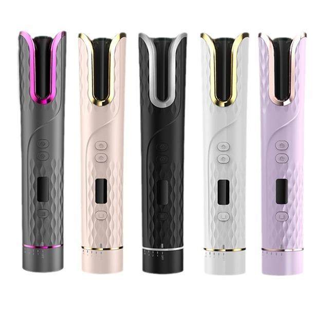 新款直销跨境便携全自动旋转卷发器USB无线液晶卷发棒智能懒人电