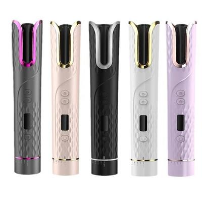 新款直销跨境便携全自动旋转卷发器USB无线液晶卷发棒智能懒人电