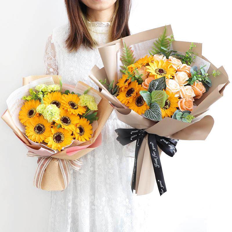 新款直销向日葵花束仿真花永生玫瑰香皂花生日礼物毕业季教师节情,家居饰品,餐桌花艺,淘宝优惠券,粉丝福利购,淘宝优惠卷