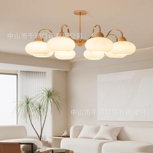 新款 柿子客厅吊灯复古主灯奶油风卧室书房灯原木风中古民 直销日式