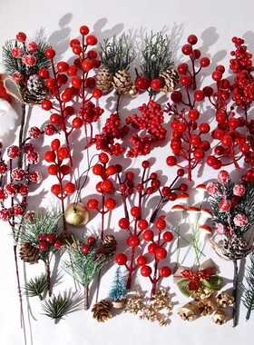 新款直销装饰果礼物装饰材料松果发财果红果树叶松柏藤圈帽子挂件