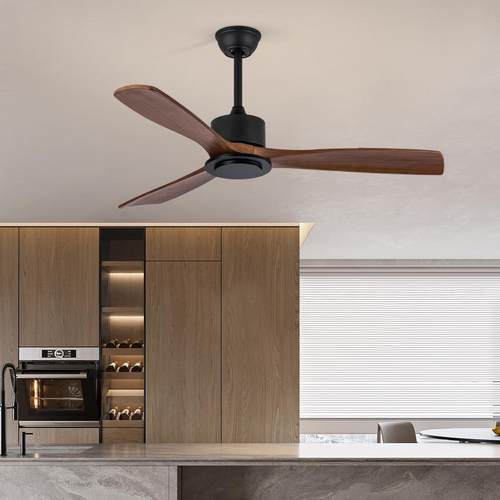 新款直销跨境美式实木风扇灯工业吊扇复古客厅餐厅无灯电风扇亚马