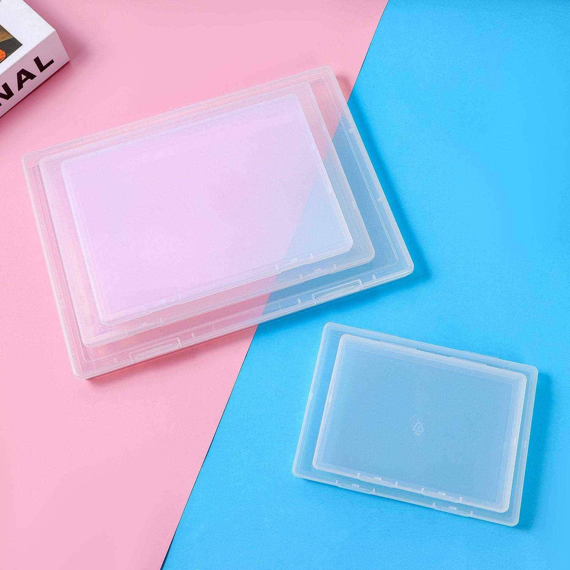 新款直销A5透明首饰扁盒子A4文件矮薄塑料盒PP空盒大号长方形翻盖