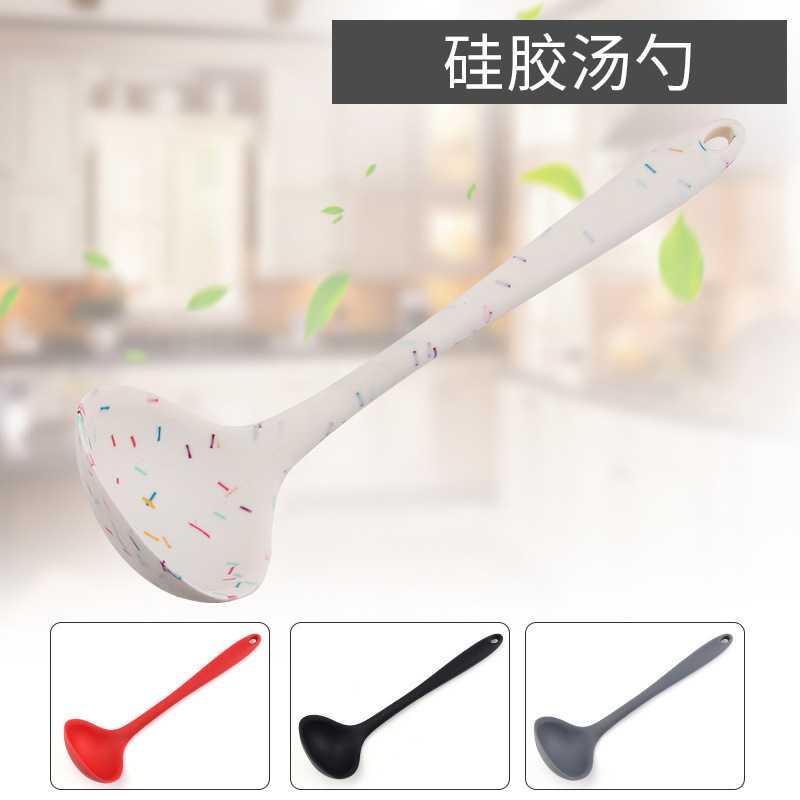 新款直销全包硅胶厨具不粘锅一体硅胶汤勺烹饪勺搅拌盛汤厨房用具